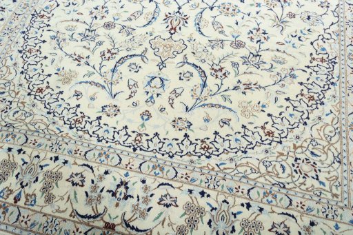 Close-up detail of 2000s Nain rug from Iran / Persia showing Wool weave