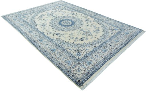Close-up detail of New Nain rug from Iran / Persia showing Wool weave