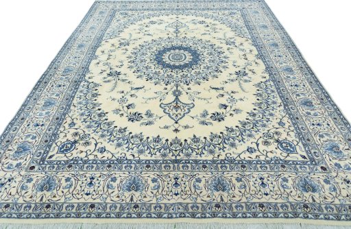 Surface texture of New Nain rug with natural Wool and intricate pattern