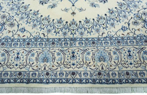 Full view of New Nain rug from Iran / Persia, 350 × 248 cm in Beige tones