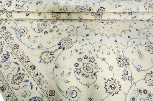 Close-up detail of New Nain rug from Iran / Persia showing Wool weave