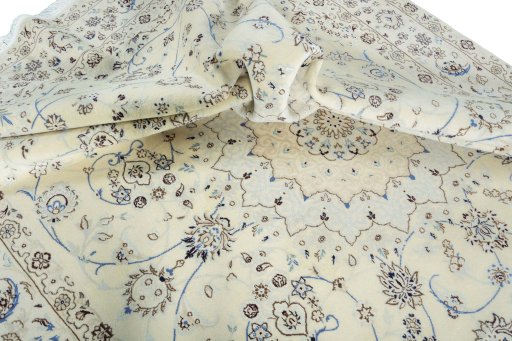 Surface texture of New Nain rug with natural Wool and intricate pattern