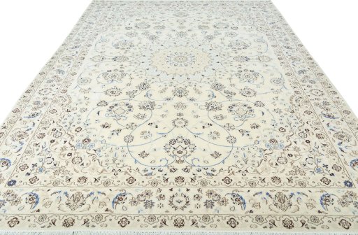 Surface texture of New Nain rug with natural Wool and intricate pattern
