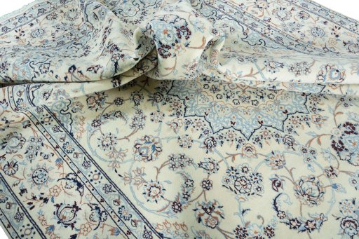 Surface texture of New Nain rug with natural Wool and intricate pattern