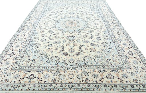 Surface texture of New Nain rug with natural Wool and intricate pattern