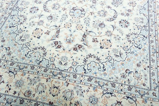 Close-up detail of New Nain rug from Iran / Persia showing Wool weave
