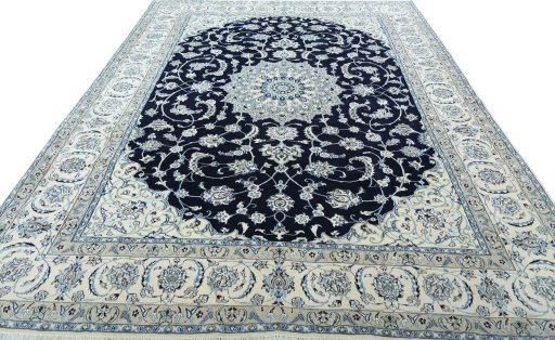 Surface texture of New Nain rug with natural Wool and intricate pattern