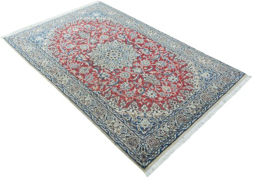 Close-up detail of New Nain rug from Iran / Persia showing Wool weave