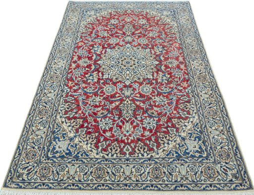 Surface texture of New Nain rug with natural Wool and intricate pattern