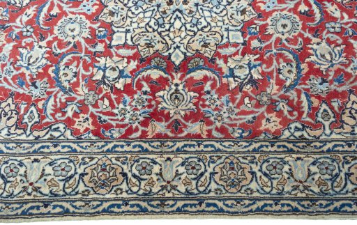 Full view of New Nain rug from Iran / Persia, 208 × 127 cm in Red tones