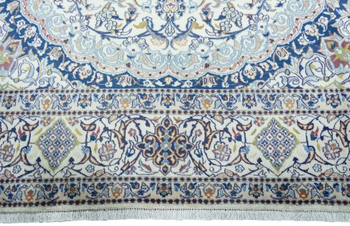 Full view of 2000s Nain rug from Iran / Persia, 344 × 237 cm in Beige tones