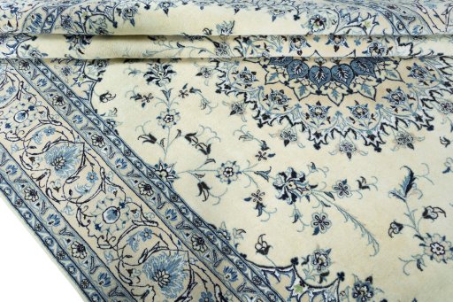 Close-up detail of New Nain rug from Iran / Persia showing Wool weave