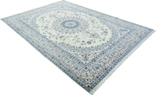 Close-up detail of New Nain rug from Iran / Persia showing Wool weave
