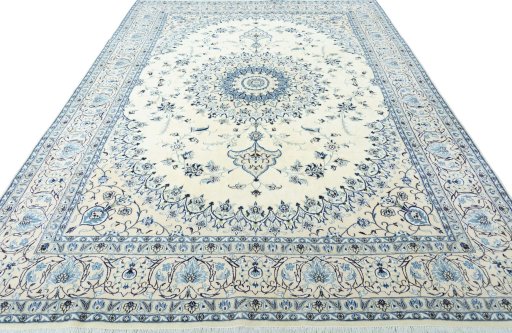 Surface texture of New Nain rug with natural Wool and intricate pattern