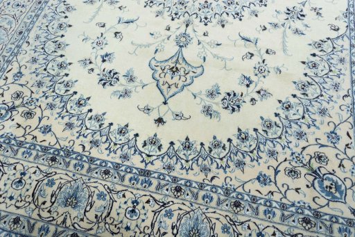 Close-up detail of New Nain rug from Iran / Persia showing Wool weave
