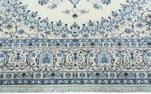 Full view of New Nain rug from Iran / Persia, 347 × 242 cm in Beige tones