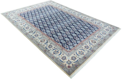 Close-up detail of New Nain rug from Iran / Persia showing Wool weave
