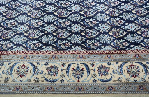 Close-up detail of New Nain rug from Iran / Persia showing Wool weave