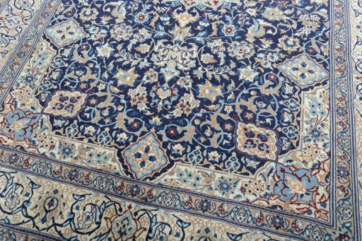 Close-up detail of 2000s Nain rug from Iran / Persia showing Wool weave