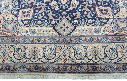 Full view of 2000s Nain rug from Iran / Persia, 317 × 212 cm in Blue tones
