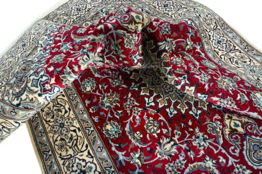 Surface texture of New Nain rug with natural Wool and intricate pattern