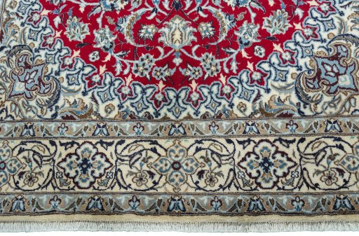 Full view of New Nain rug from Iran / Persia, 294 × 191 cm in Red tones