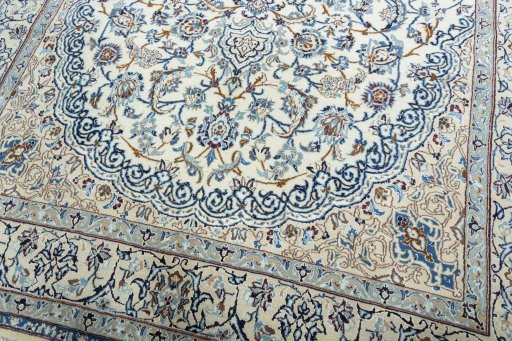 Close-up detail of 2000s Nain rug from Iran / Persia showing Wool weave