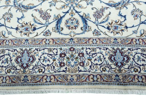 Full view of 2000s Nain rug from Iran / Persia, 342 × 243 cm in Beige tones