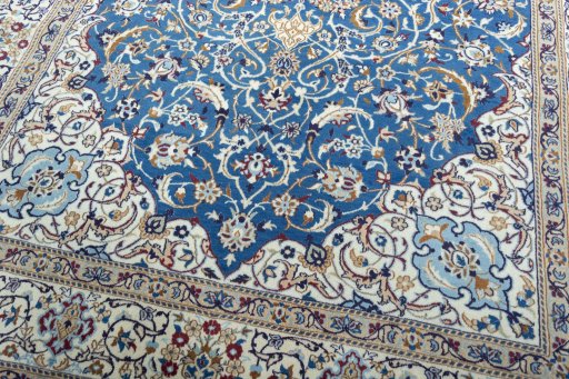 Close-up detail of 2000s Nain rug from Iran / Persia showing Wool weave