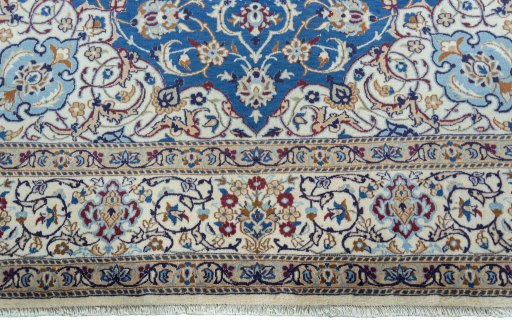 Full view of 2000s Nain rug from Iran / Persia, 365 × 246 cm in Blue tones