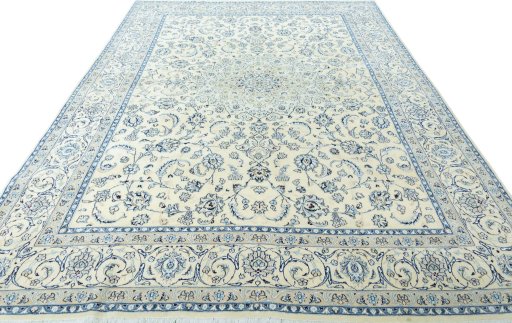 Surface texture of New Nain rug with natural Wool and intricate pattern