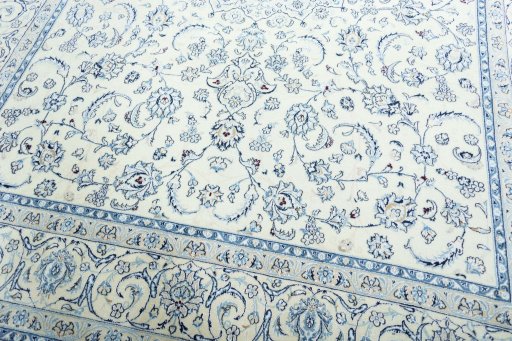 Close-up detail of New Nain rug from Iran / Persia showing Wool weave