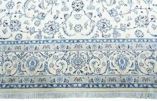 Full view of New Nain rug from Iran / Persia, 348 × 244 cm in Beige tones