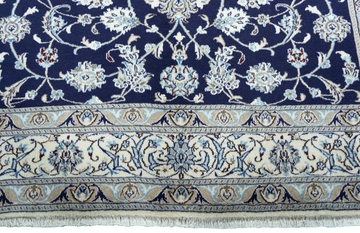 Full view of 2000s Nain rug from Iran / Persia, 291 × 200 cm in Blue tones
