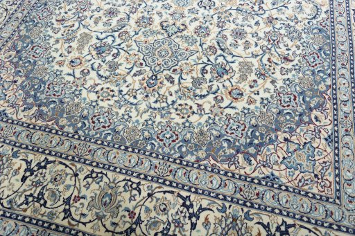 Close-up detail of 2000s Nain rug from Iran / Persia showing Wool weave