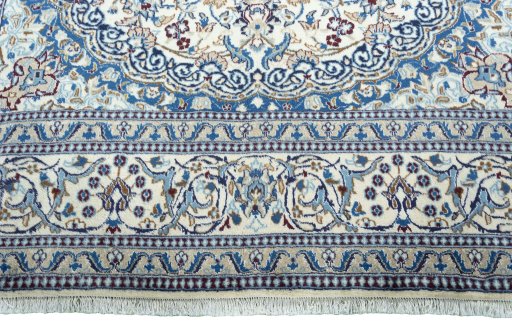 Full view of 2000s Nain rug from Iran / Persia, 340 × 246 cm in Beige tones