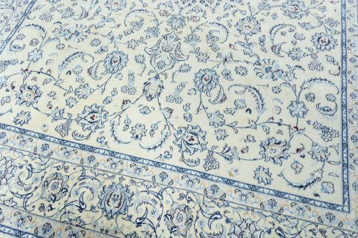 Close-up detail of New Nain rug from Iran / Persia showing Wool weave