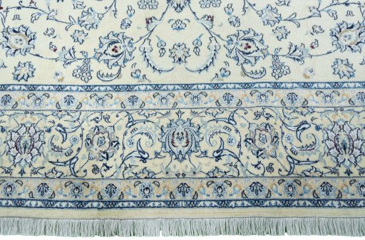 Full view of New Nain rug from Iran / Persia, 353 × 246 cm in Beige tones