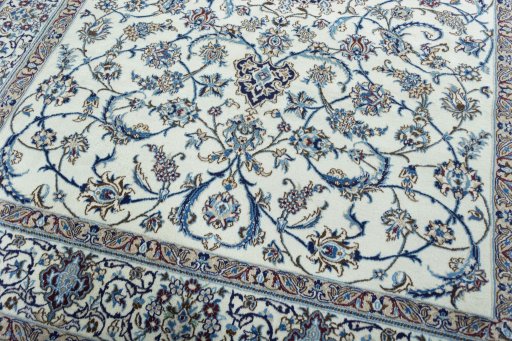 Close-up detail of 2000s Nain rug from Iran / Persia showing Wool weave