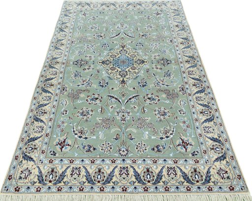 Surface texture of New Nain rug with natural Wool and intricate pattern