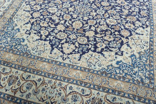 Close-up detail of 2000s Nain rug from Iran / Persia showing Wool weave