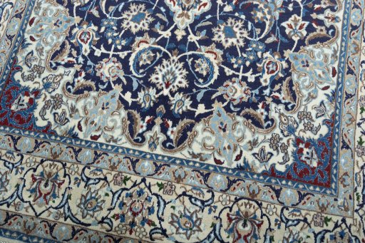 Close-up detail of 2000s Nain rug from Iran / Persia showing Wool weave