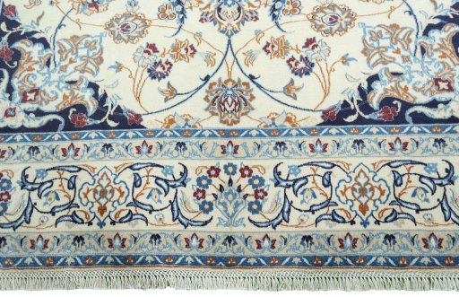 Full view of 2000s Nain rug from Iran / Persia, 305 × 205 cm in Beige tones