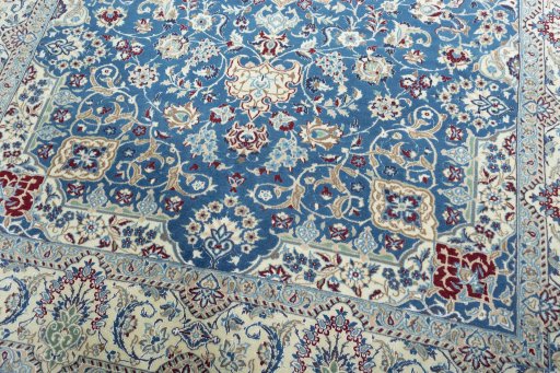 Close-up detail of 2000s Nain rug from Iran / Persia showing Wool weave