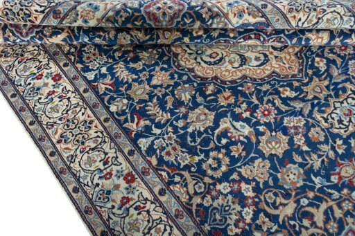 Close-up detail of 2000s Nain rug from Iran / Persia showing Wool weave