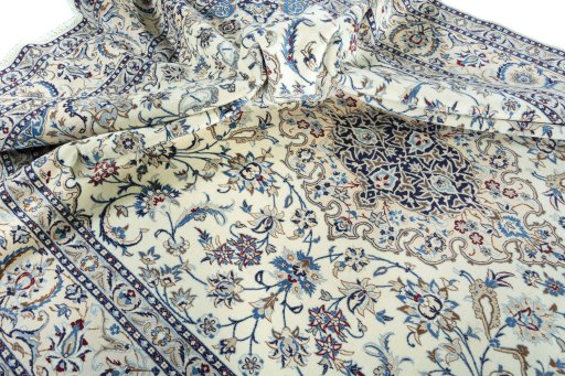 Surface texture of New Nain rug with natural Wool and intricate pattern