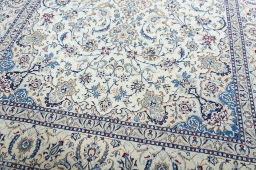Close-up detail of New Nain rug from Iran / Persia showing Wool weave