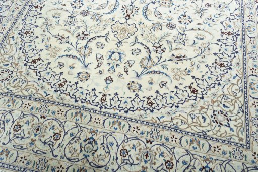 Close-up detail of 2000s Nain rug from Iran / Persia showing Wool weave