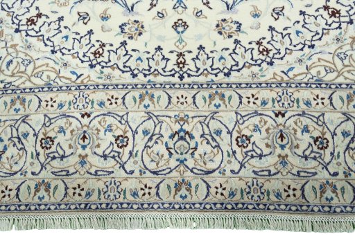 Full view of 2000s Nain rug from Iran / Persia, 354 × 257 cm in Beige tones