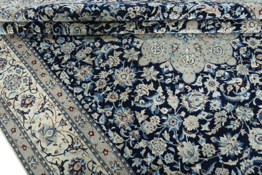 Close-up detail of 2000s Nain rug from Iran / Persia showing Wool weave